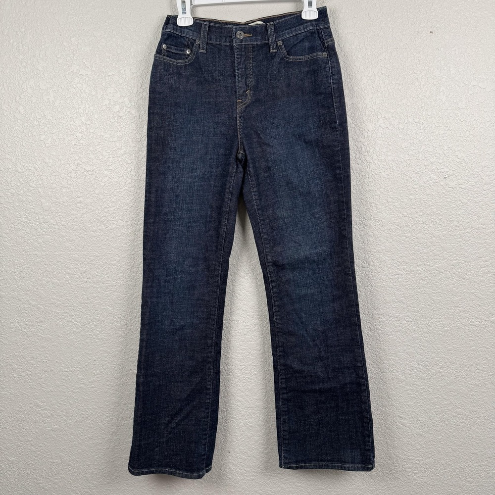Levis 512 Perfectly Slimming Jeans Womens 8 27x30 Dark Blue Boot Cut Stretch